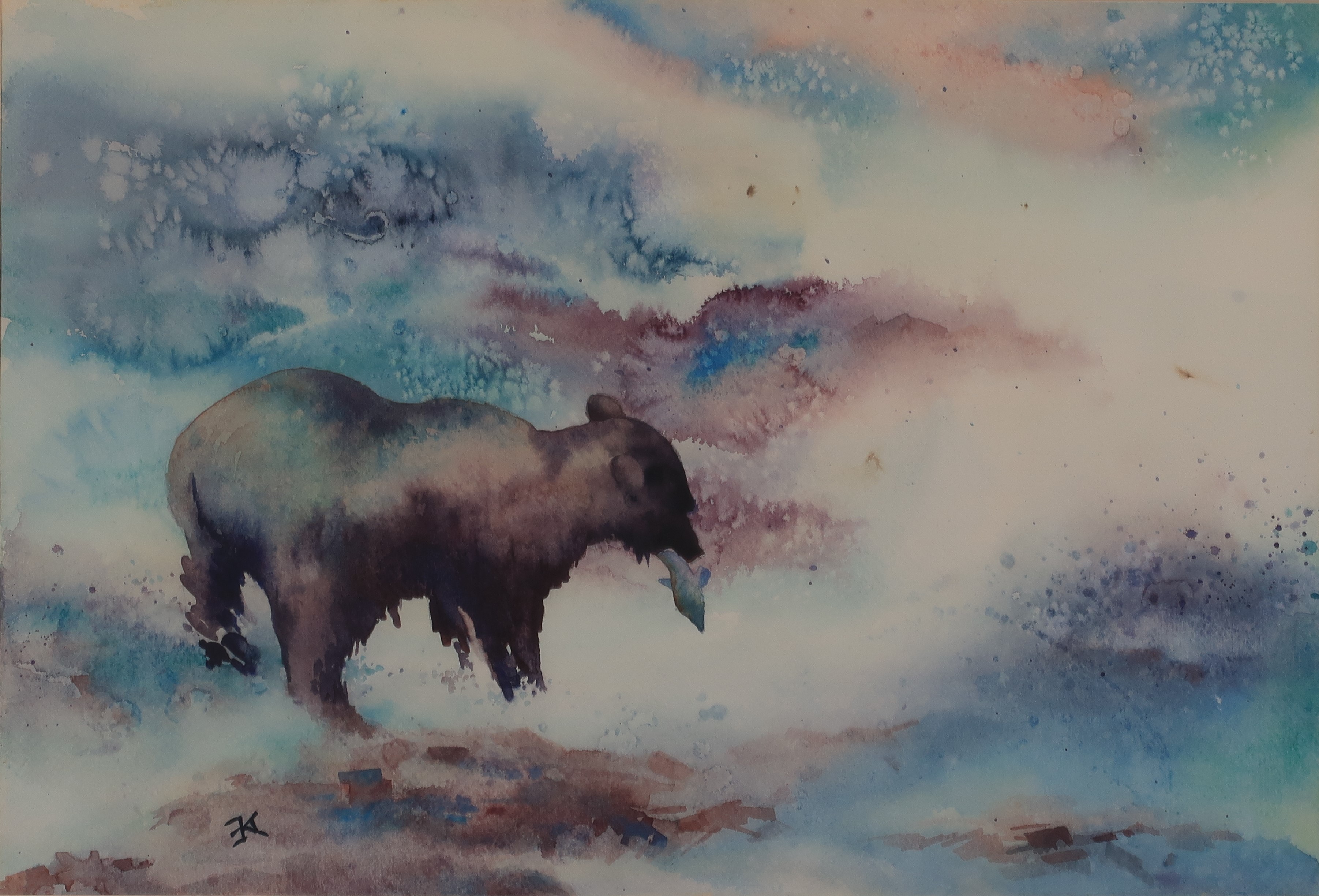 fishing bear painting