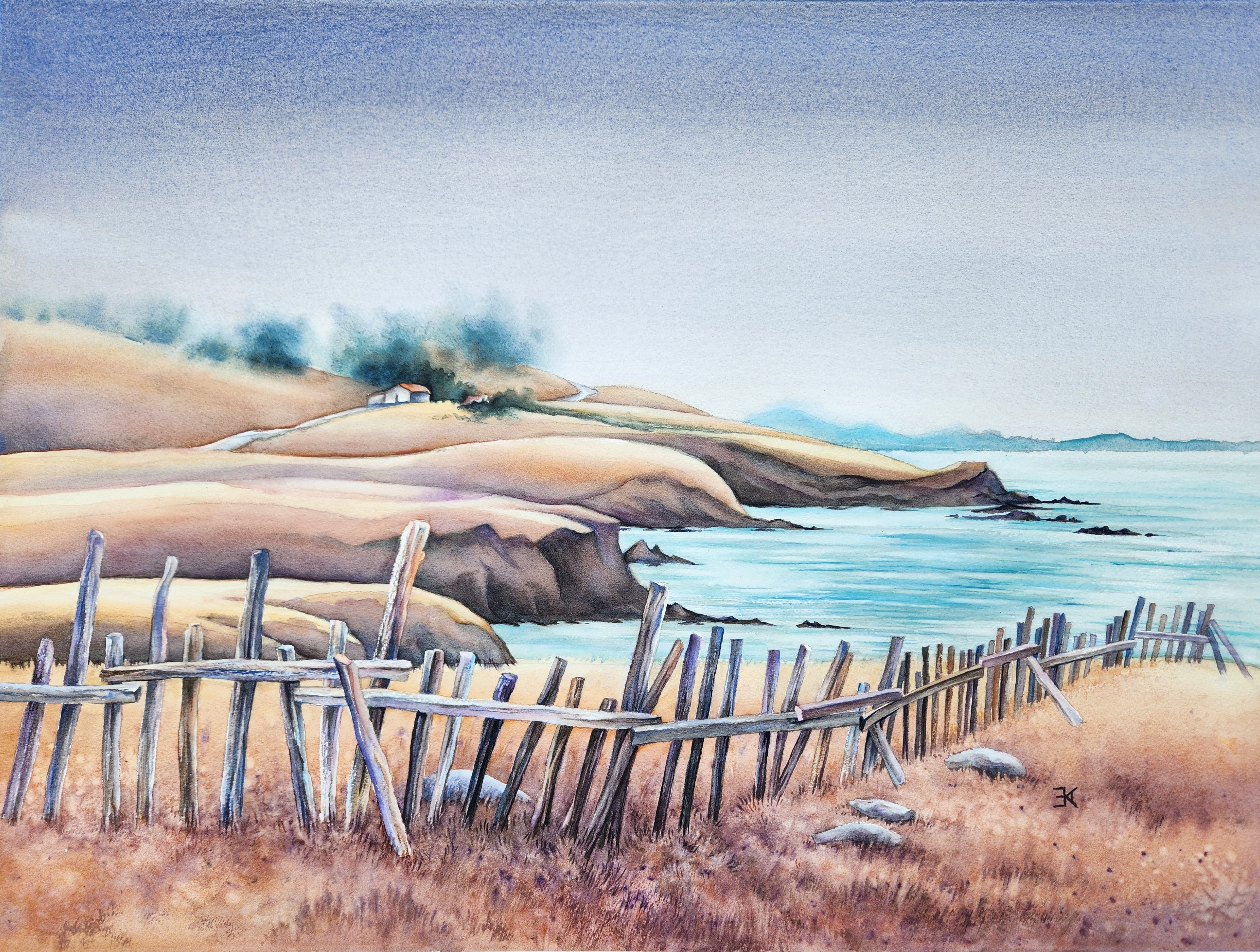 fence on bluff above the ocean